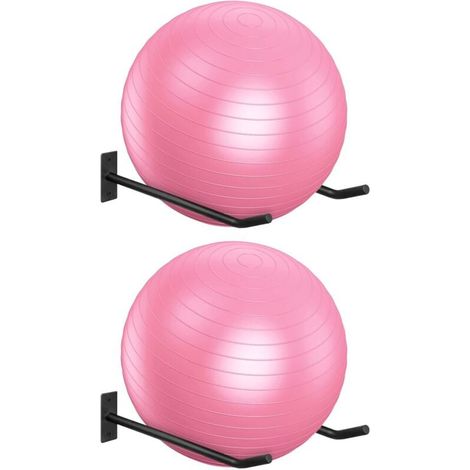 Support mural en métal pour ballon de fitness (lot de 2), support noir pour ballon de yoga, support stable pour ballon de yoga à domicile ou en studio. (1/4)