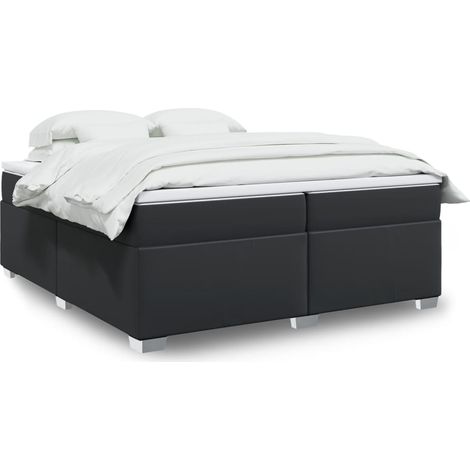 Boxspringbett mit Matratze Schwarz 200x200 cm Kunstleder