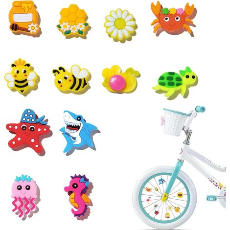 12 Pièces Deco Vélo Animaux, Accessoires de Décoration de Vélo avec Rayons Colorés et Figurines d’Animaux, Streamers Mignons, Cadeau Anniversaire (1/5)