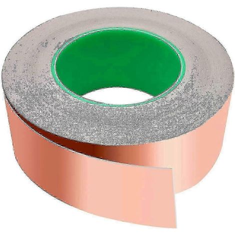 Ruban de cuivre auto-adhésif de 50 m, ruban de cuivre anti-limaces, ruban de cuivre en feuille de cuivre, ruban de blindage EMI en feuille de cuivre, ruban adhésif fin, ruban anti-limaces, cuivre