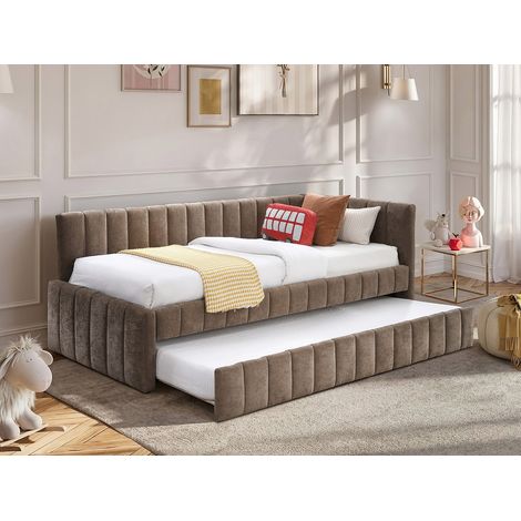 Letto a scomparsa 90 x 190 cm Tessuto Marrone - BAVOK (1/4)