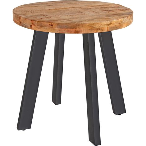 Esszimmertisch rund 80 cm Mangoholz naturfarben schwarz Adelina (1/5)