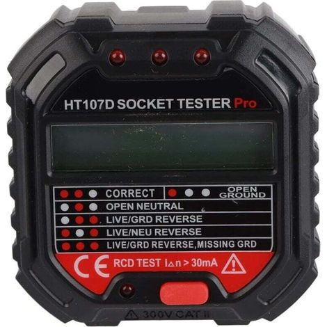 Tester per circuiti, tester per prese di corrente HT107D con display di tensione, rilevatore automatico di tensione e polarità del circuito elettrico, rilevatore di tensione (1/4)