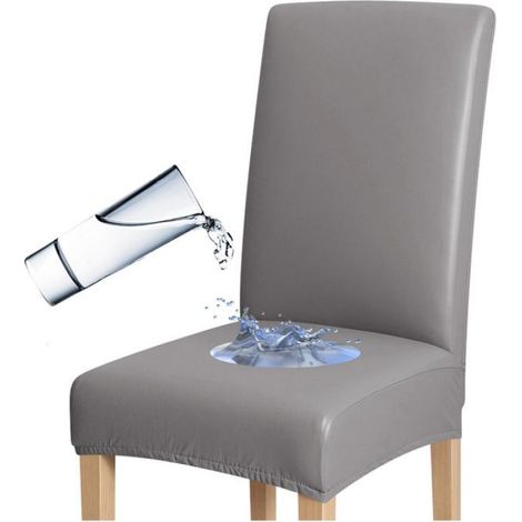 Housse De Chaise - Éco-cuir - Gris - Pour Chaises Standard - 1 Pièce (1/5)