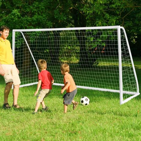 Montage Rapide sans Outil But de Football 365x182cm Cage de Foot Extérieur en PVC avec Filet PE Résistant et Piquets (1/5)