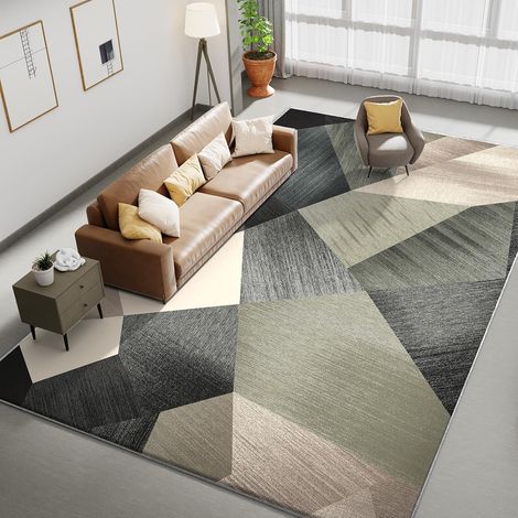 Grand Tapis Salon 120x170cm Moderne Lavable en Machine Vert (1/5)