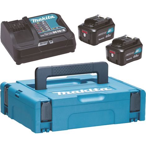 Makita – Pack de 2 batteries BL1041B 10,8V 4,0Ah avec chargeur rapide DC10SA – Coffret MAKPAC – 1976412 (1/10)