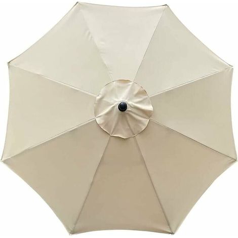 Ulisem Housse de parasol, 8 baleines, 3 m, imperméable, résistante aux UV, tissu de remplacement, pour terrasse, extérieur, terrasse, beige