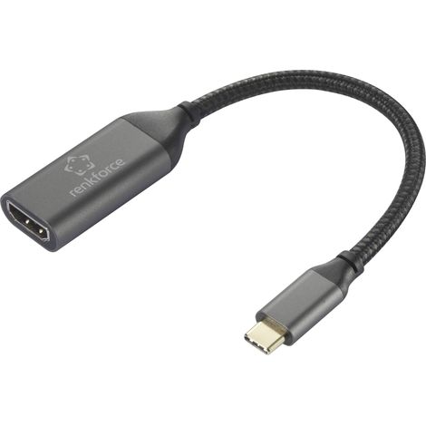 Renkforce RF-5234038 USB-C® / HDMI Câble adaptateur [1x USB-C® mâle - 1x HDMI femelle] noir blindage par tresse 0.15 m X947902 (1/4)