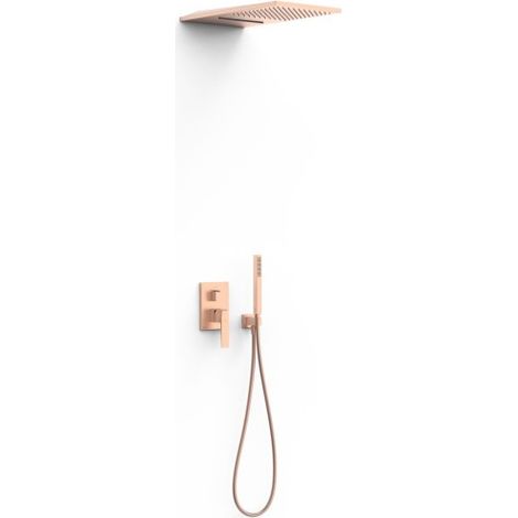 Kit mitigeur encastré 3 voies Rapid‑box pour douche Slim Or Rose Mat 24K - TRES 20237301OPM