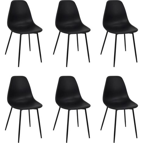 Paris Prix – Lot de 6 chaises Gustav 87cm – Revêtement polypropylène – Piètement métal – Hauteur d'assise 45cm – Noir épuré (1/5)