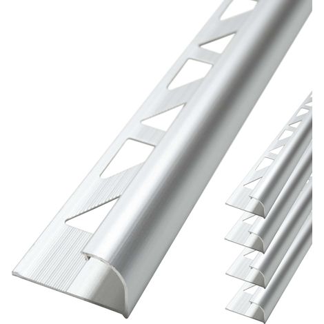 Dalsys Fliesenschiene Viertelkreisprofil Aluminium (eloxiert, Rundprofil Halbrundprofil - Chrom glänzend 2,5m x 10mm, 5 Stück (1/5)