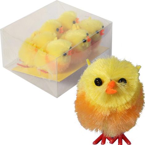 Lot de 6 poules décoratives avec nœud papillon - Thème Pâques - 4 cm (1/3)
