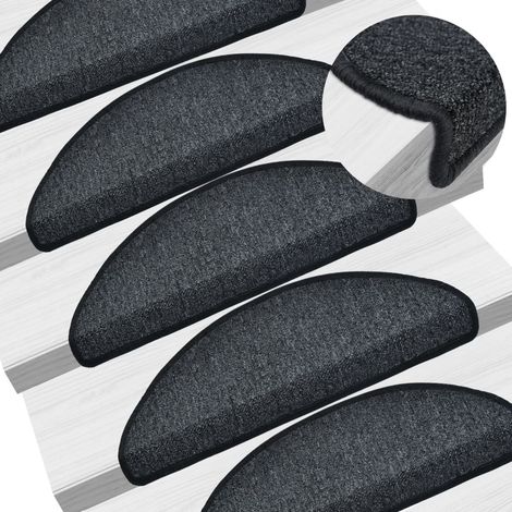 INLIFE Tapis d'escalier 15 pcs Anthracite 65x24x4 cm (1/5)