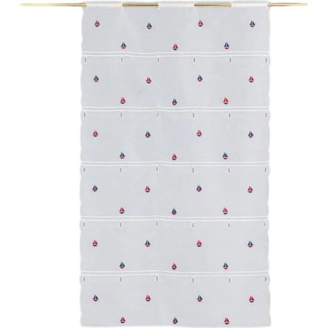 Modulable brodé petits navires Blanc 45x180 cm