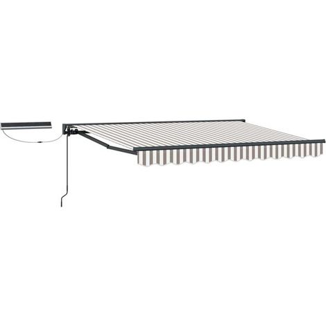 Store banne motorisé rétractable, gris clair et blanc, 3 x 2,5 mètres (1/5)