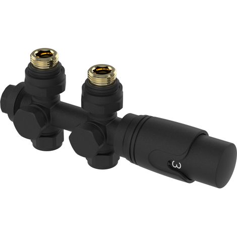 Valvola termostatica kit multiblocco per radiatore ottone nero 030011134