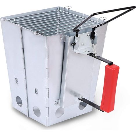 Chimenea de carbón Plegable Grande para Weber, Encendedor de carbón con asa, Juego de Parrillas para Acampar, Parrilla de pie para Acampar BBQ GrillOutdoo Smoke para Camping Picnics (1/3)