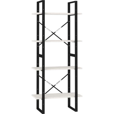 Étagère de Rangement Bibliothèque à 4 niveaux, Montage facile, Blanc 60x30x140 cm Bois de pin massif OIB3842E (1/5)