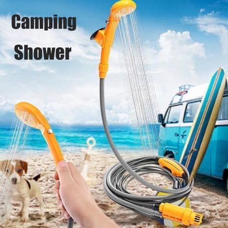 Tragbare Autodusche (12 V) – Orange – Durchflussrate 2,5 l/min – Zubehör inklusive (1/4)