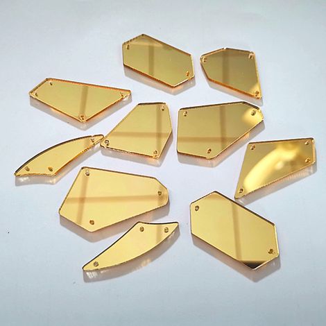 Lot de 30 miroirs irréguliers à coudre pour festival et fête (miroir doré) (1/5)
