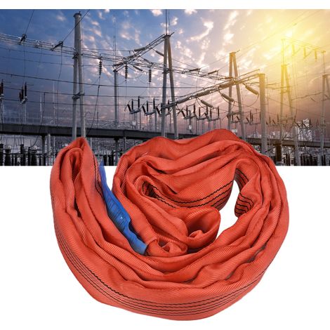 Rotes, 75 mm breites, flexibles 5T-Rundgurtband mit 5 m endlosem Rundgurtband (1/5)