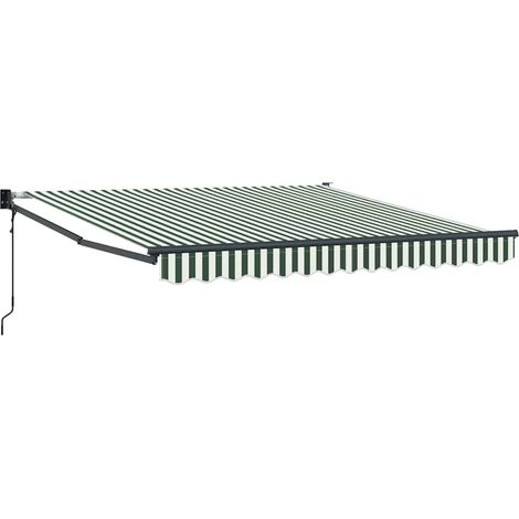 Retractable Awning Green and White 350 x 250 cm vidaXL