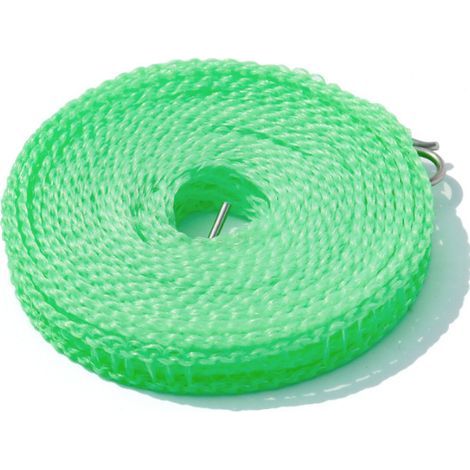 Étendoir à linge résistant au vent, 8 mètres, installation facile sans perçage, pour une utilisation intérieure et extérieure, matériau en nylon durable. (1/5)