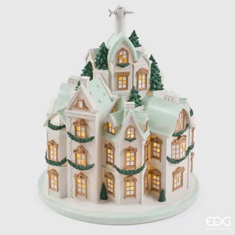 EDG Enzo De Gasperi Base Pino Palazzi LED H70 Ø59 cm Bianco Blu – Decorazione Natalizia Luminosa (1/4)