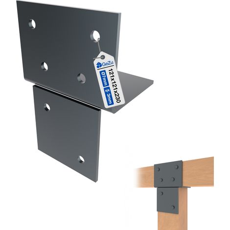 Connecteur de poteau en T thermolaqué anthracite RAL 7016 – 121 x 121 mm – Pièce de connexion pour pergolas et menuiserie bois – GeZu Impex