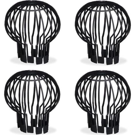 Dachrinnenfilter, praktisches 4er-Set, Kunststoff, Sieb, Schutz, Wasserablauf, Ø 12 cm, schwarz (1/5)
