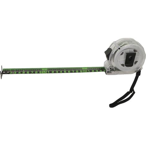 Mètre ruban en acier inoxydable 10 m x 25 mm avec coque résistante aux chutes