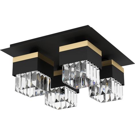 Plafonnier à 4 lampes, lampe cristal élégante, éclairage de (1/5)