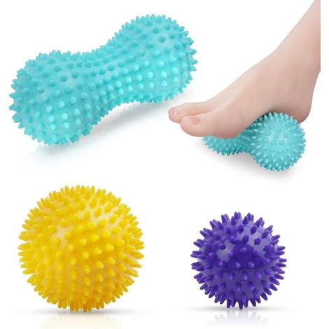 URAQT Faszienmassagebälle 3er Set Igelball Noppen Rücken Beine Füße Hände (1/5)