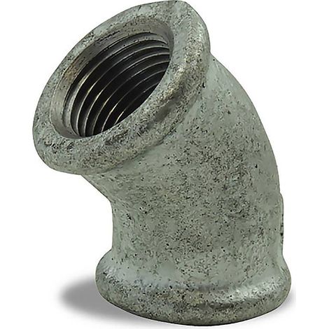 Coude 45° galvanisé femelle femelle en fonte malléable 1/2'' (1/2)