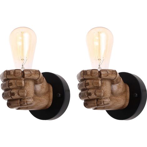 2pcs Rétro Applique Murale Loft en Résine Décorative Européenne Lampe de Mur Main Poing Lumière pour bar Cafétéria et Escalier - Main Poing Droite BLOW (1/5)