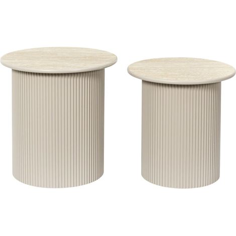 Lot de 2 Tables d'Appoint "Terra Nova" 38cm Beige