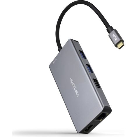 Dock Hub Usb-c 3xusb-a+2xhdmi+rj45+tf+sd+usb-c Pd 100w Grigio Nanocable 10.16.1009 (1/2)