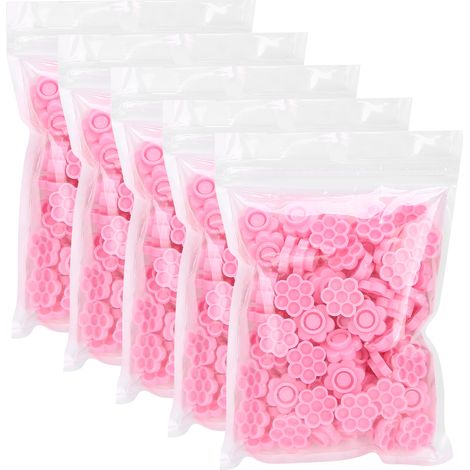 500 pcs Support de colle à cils en forme de fleur rose, godet à colle pour extension de cils (1/5)
