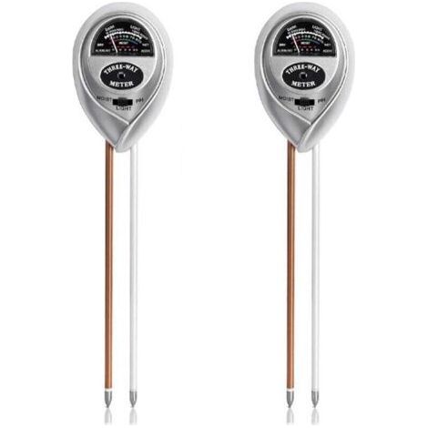 3 in 1 Soil Tester, 2pcs Moisture/Light/PH Tester, Soil Testing Kit for Plants and Flowers (No Batteries Needed), Silver (1/4)
