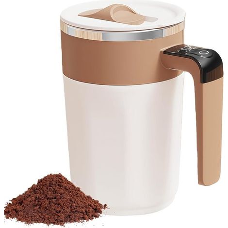 Taza autoagitadora de 400 ml con indicador de temperatura y espumador de leche para el hogar, la oficina y el gimnasio, ideal para café y té. (1/5)