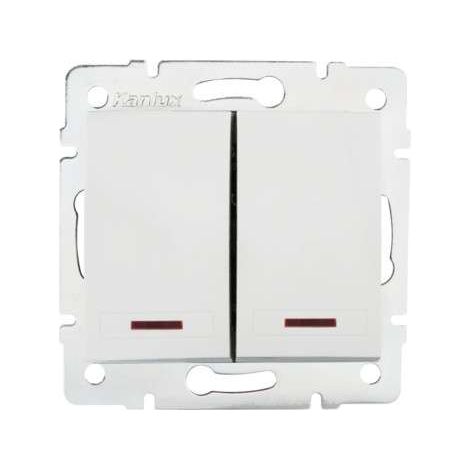 Interrupteur Encastrable Double avec Voyant Lumineux LED DOMO Blanc