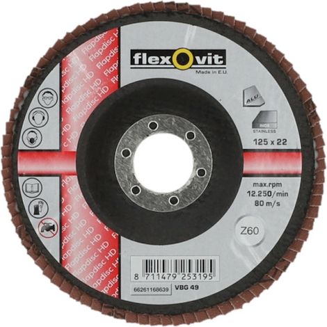 Disque à lamelles INDUSTRIAL LINE HEAVY DUTY - Ø 125 mm - Grain 60 - FLEXOVIT