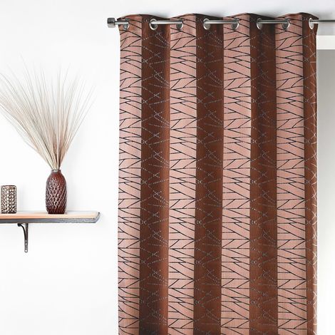 Rideau en Jacquard à Rayures Verticales "Fun" Marron chocolat 135x260 cm