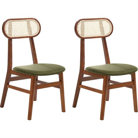 Esszimmerstuhl 2er Set FALLON Holz Braun / Grün