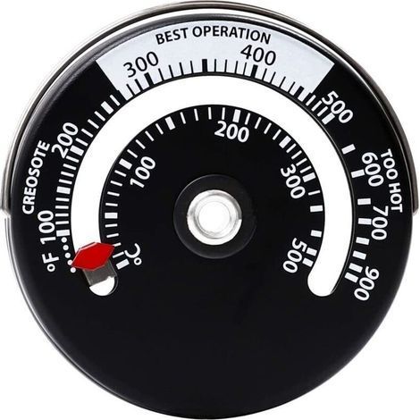 Termometro per camino, termometro per ventilatore da camino cavo, quadrante magnetico, termometro magnetico multicombustibile per stufa a legna (1/4)