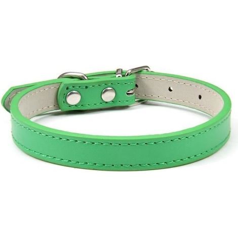 Halsband, verstellbares Haustierhalsband, Halsband aus PU-Leder, weiches Dokumenten- und Zubehörzubehör - Grün - 19–27 cm - A