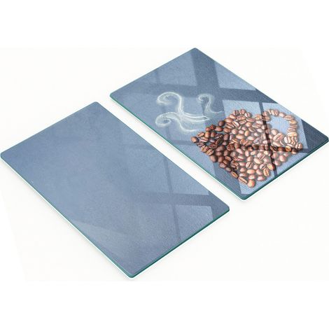 Elegantes y resistentes pizarras de vidrio con estampado de granos de café y taza, 2x30x52 cm. (1/5)