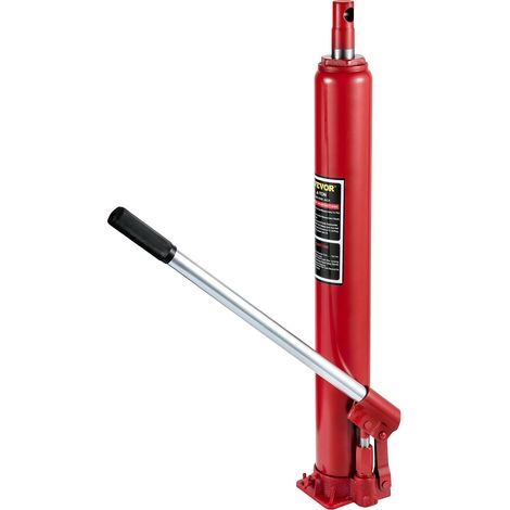 Vérin Hydraulique Long pour Grue d'Atelier 4 Tonnes, Cylindre Hydraulique Support Moteur avec Pompe à Simple Piston et Base Plate, Tige Hydraulique pour Chèvre Levage Moteur Entretien, Rouge (1/5)