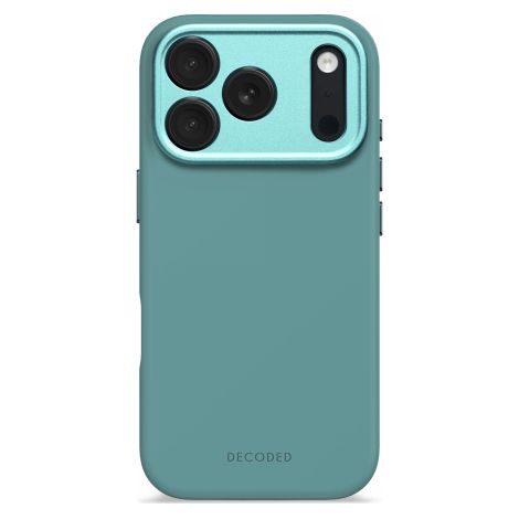 Funda trasera de silicona antimicrobiana Decoded - Funda protectora de silicona compatible con MagSafe para iPhone 17 Pro (azul retro)